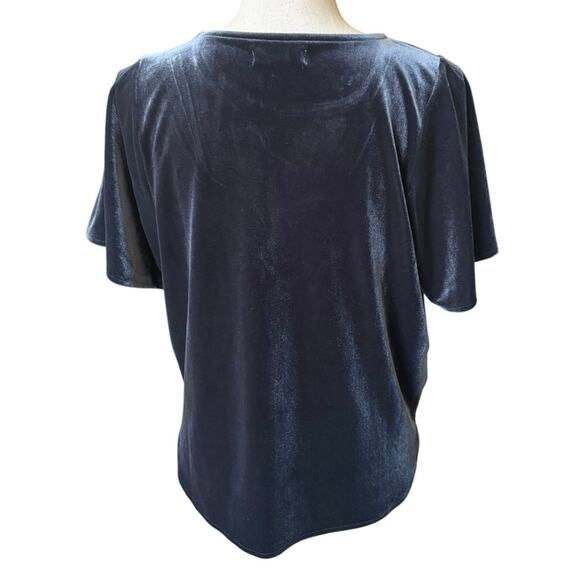 Madewell Blue Jewel Tone Velour Top Small - Picture 2 of 3